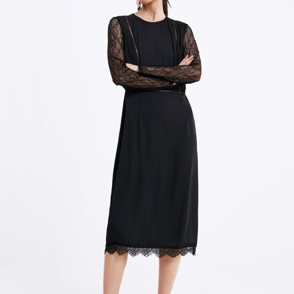 ZARA Dresses & Skirts - ZARA WOMEN DRESS LACE CONTRASTING BLACK NWT MIDI